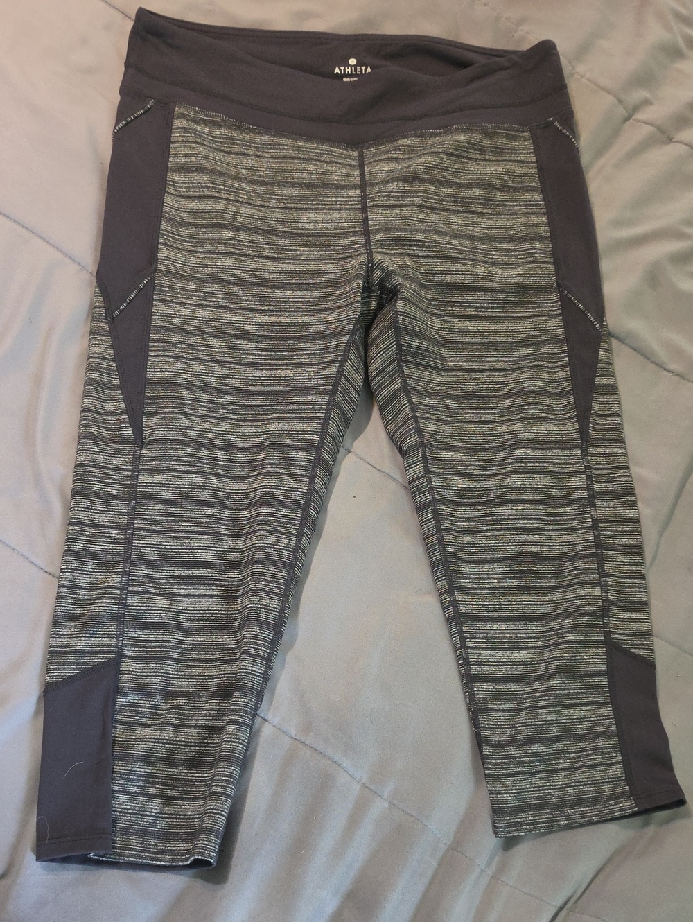 Athleta Heathered Gray & Charcoal Capri Leggings